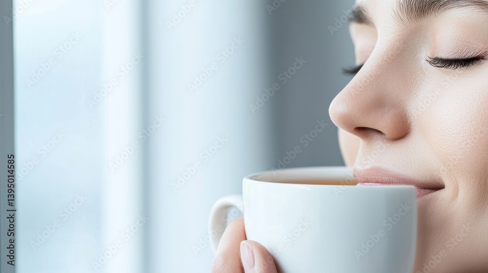 Woman enjoying a cup of tea Woman enjoying a cup of tea