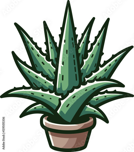 植木鉢のアロエのイラスト