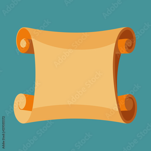 Cartoon scroll with a rolled-up scroll paper, depicting a whimsical, ancient writing tool.