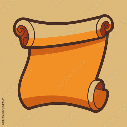 Cartoon scroll with a rolled-up scroll paper, depicting a whimsical, ancient writing tool.
