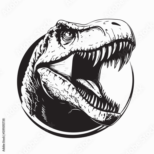 Fierce Tyrannosaurs Rex Dinosaur Roaring Image Vector on white background. 