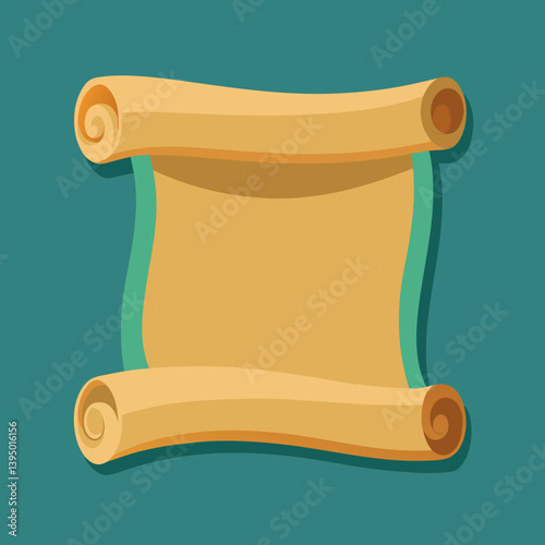 Cartoon scroll with a rolled-up scroll paper, depicting a whimsical, ancient writing tool.