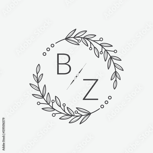 initial monogram wedding with creative circle line