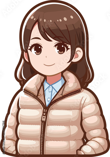 ダウンジャケットを着た女性のイラスト
