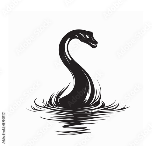 Loch Ness monster Nessie in the lake image vector isolated on white background.
