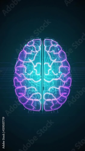  an abstract digital brain glowing with vibrant neon pathways, 