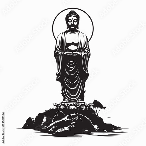 Buddha Standing Image vector. Buddha Standing Stock Illustration.