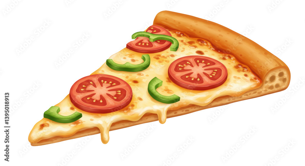 Isolated Pizza Slice with Tomato and Pepper Toppings Isolated Pizza Slice with Tomato and Pepper Toppings