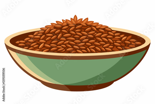 Flaxseed in bowl medicine  on a white background