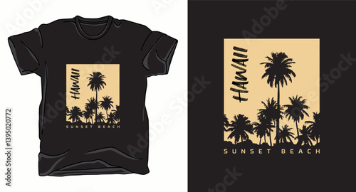 Hawaii beach summer collection graphic vector t-shirt design
