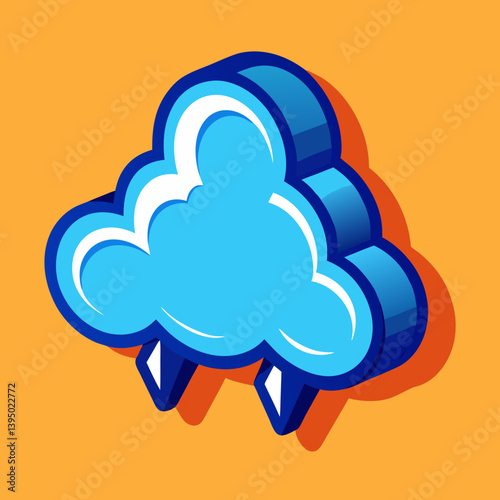 Cartoon cloud icon on a bright yellow background, symbolizing weather or a cheerful atmosphere.