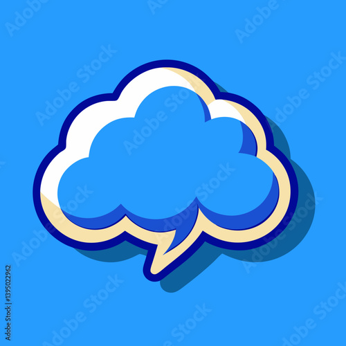 Cartoon cloud icon on a bright yellow background, symbolizing weather or a cheerful atmosphere.
