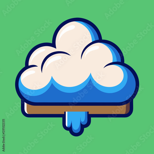 Cartoon cloud icon on a bright background, symbolizing weather or a cheerful atmosphere.