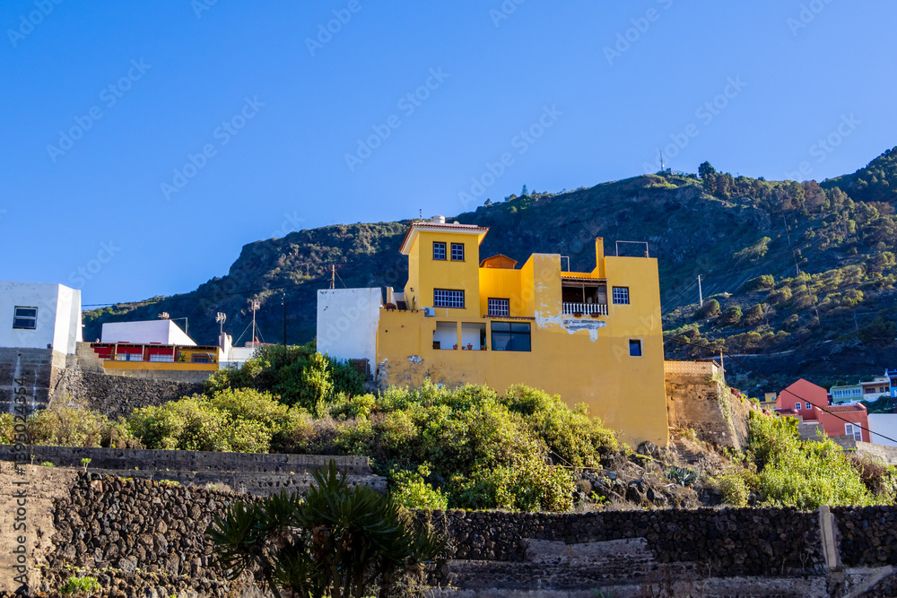 Architecture in sunny day in Garachico, Santa Cruz de Tenerife, Spain