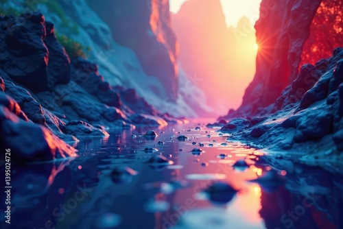 Fluid, uninterrupted transition between elements , linked, water, integrated