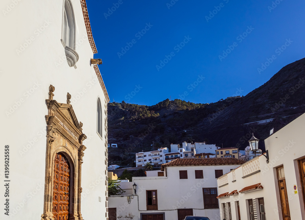 Architecture in sunny day in Garachico, Santa Cruz de Tenerife, Spain