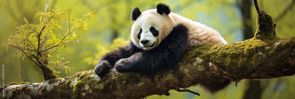 Obraz premium panda sleeping on a tree