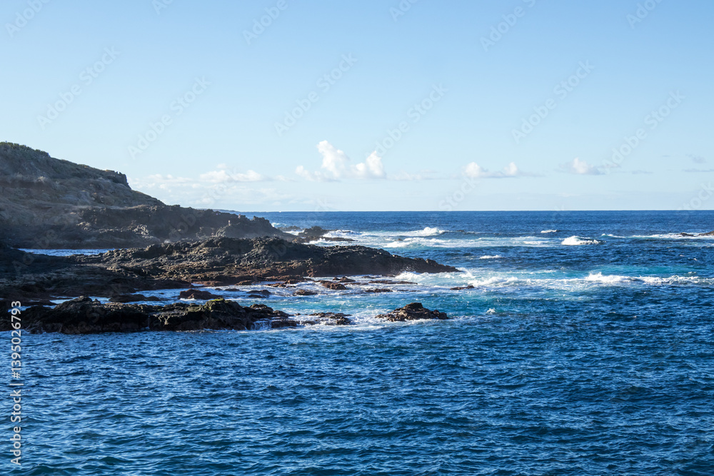 Seascape in sunny day in Garachico, Santa Cruz de Tenerife, Spain