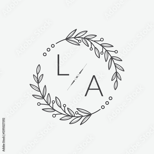 initial monogram wedding with creative circle line