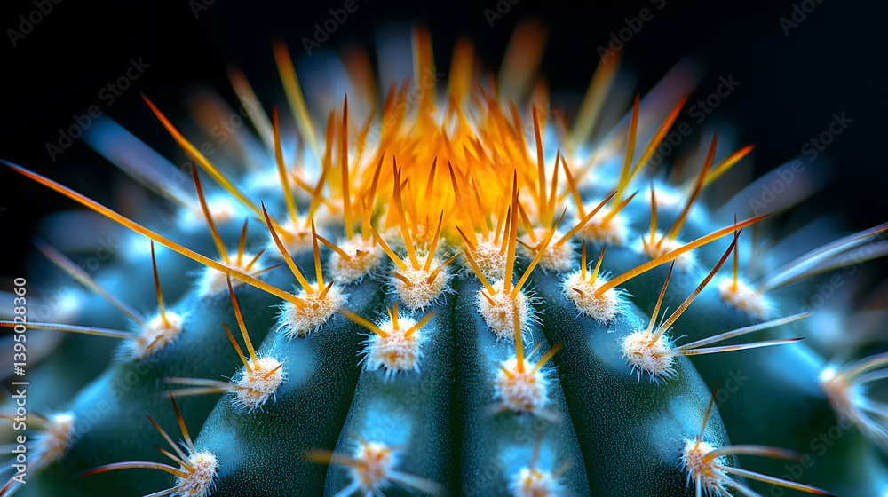 Close-up photography of a cactus, emphasizing the sharpness of its spines and the intricate patterns of its ribbed green body.