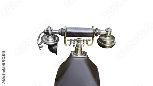 old fashioned telephone without any dialer with transparent background