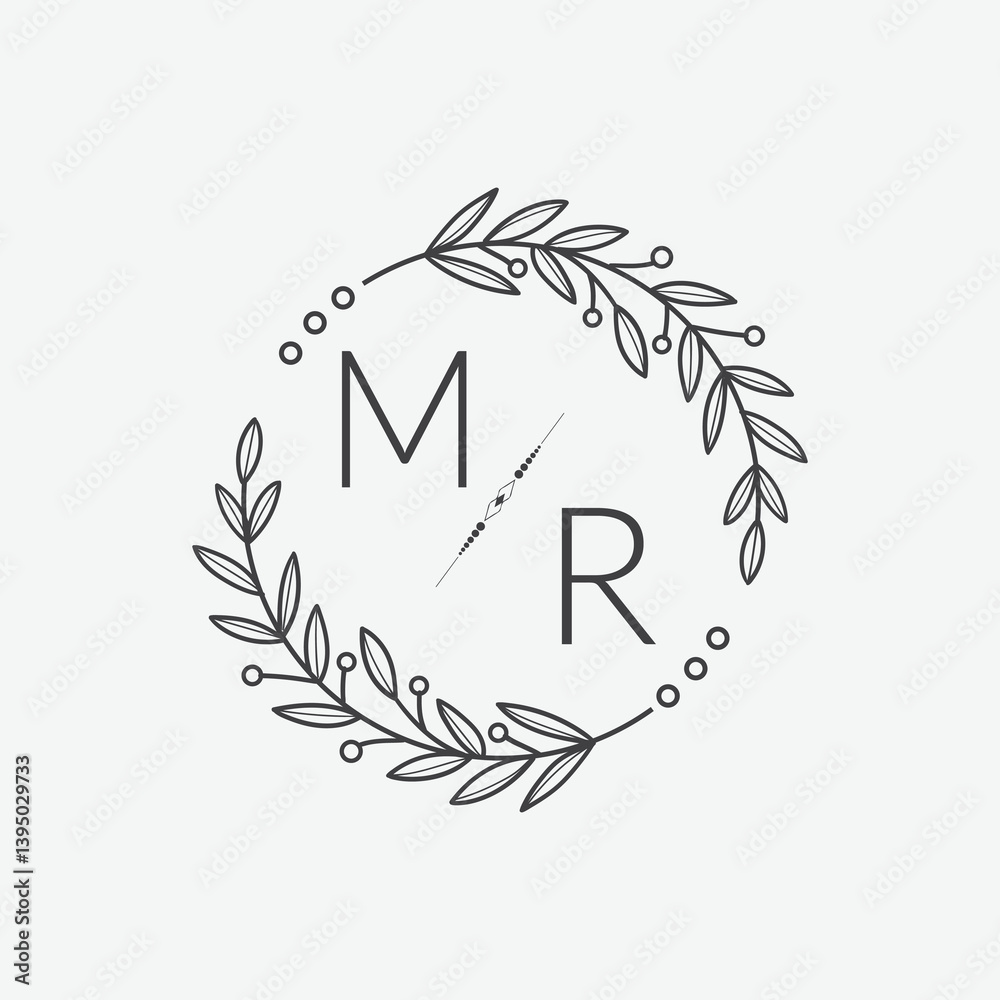 Obraz premium initial monogram wedding with creative circle line