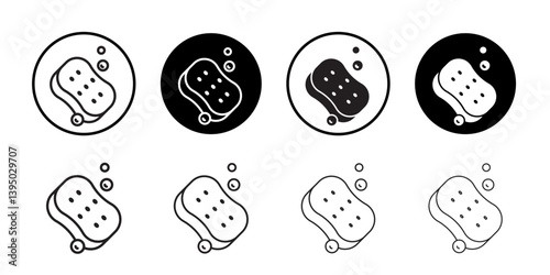 Cleaning sponge icon outline collection or set in black and white