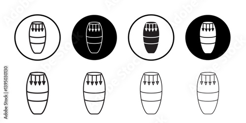 Conga drum icon outline collection or set in black and white