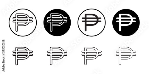 Cuba peso icon outline collection or set in black and white
