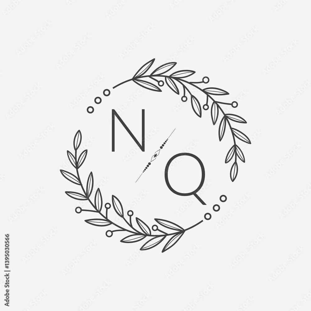 Obraz premium initial monogram wedding with creative circle line