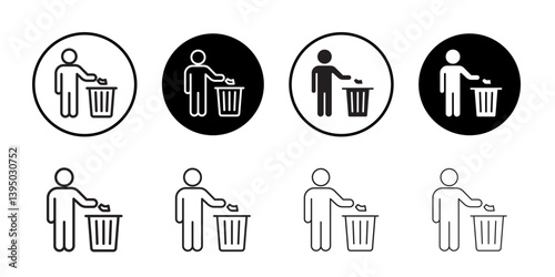 Do not litter icon outline collection or set in black and white