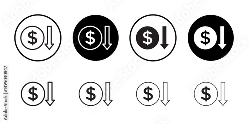 Economic Loss icon outline collection or set in black and white