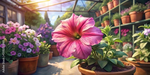 Pink Petunia Greenhouse Sale: Blooming Beauty Flower Pots Shop