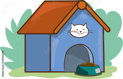 vector illustration of cat house for stray animals