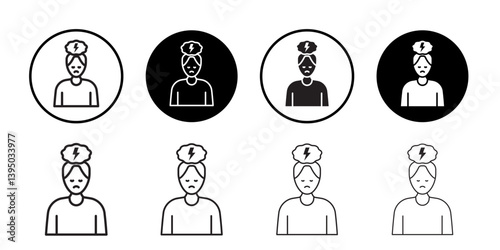 Nervous breakdown icon outline collection or set in black and white