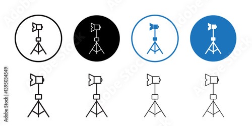 photography lighting icon outline collection or set in black and white