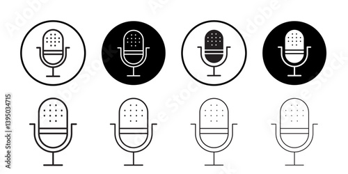 Podcast Icon outline collection or set in black and white