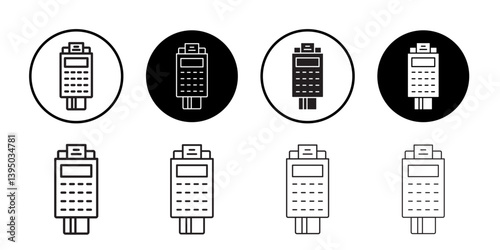 pos terminal icon outline collection or set in black and white