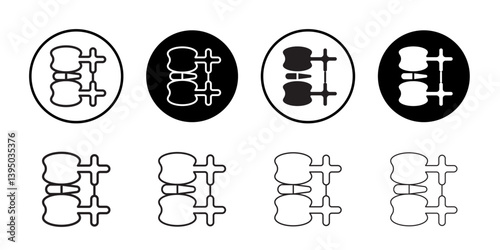 Radiculopathy radicular syndrome icon outline collection or set in black and white