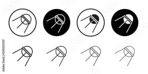 Satellite apparatus icon outline collection or set in black and white