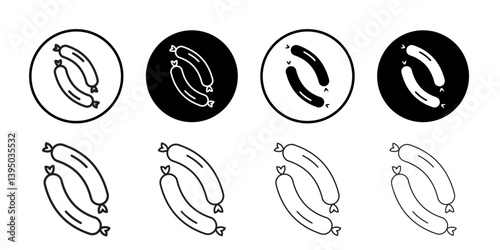 sausages icon outline collection or set in black and white