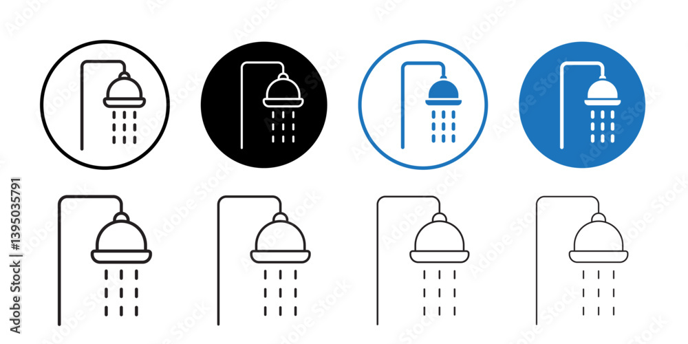 Shower icon outline collection or set in black and white