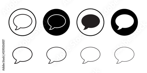 Speech Bubble icon outline collection or set in black and white