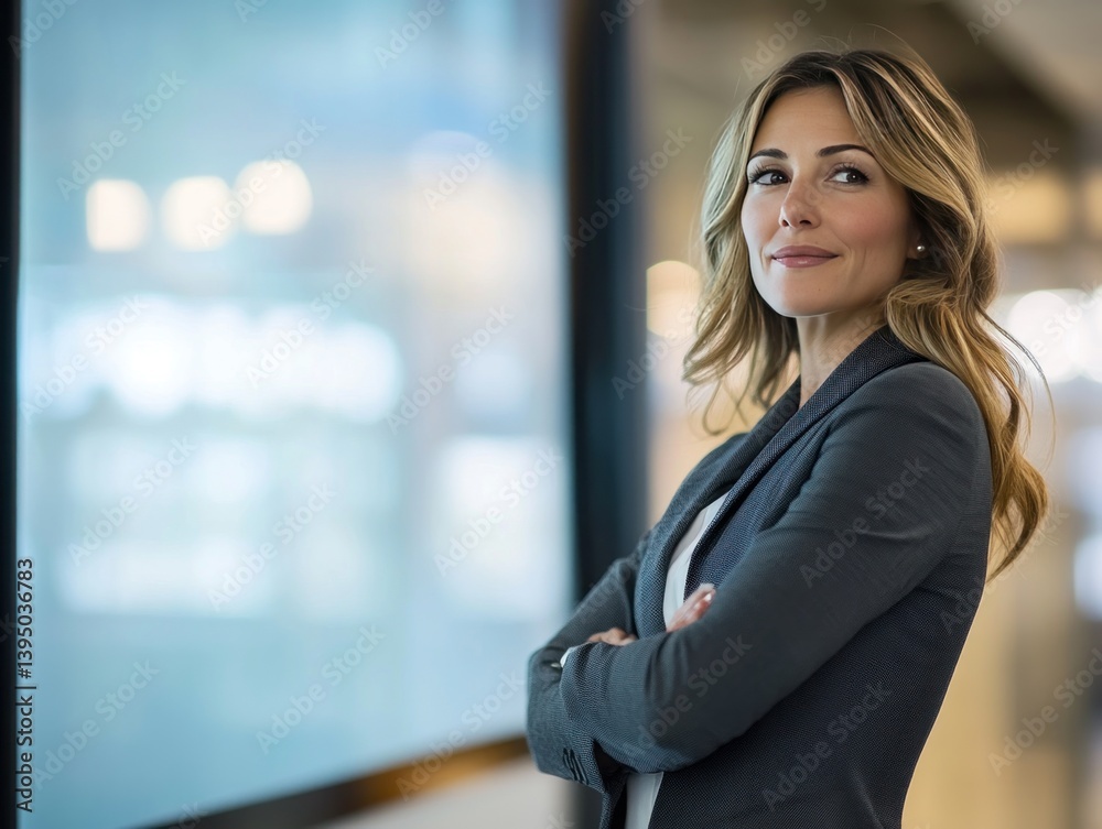 Fototapeta premium Professional image of a successful woman at work, looking into camera