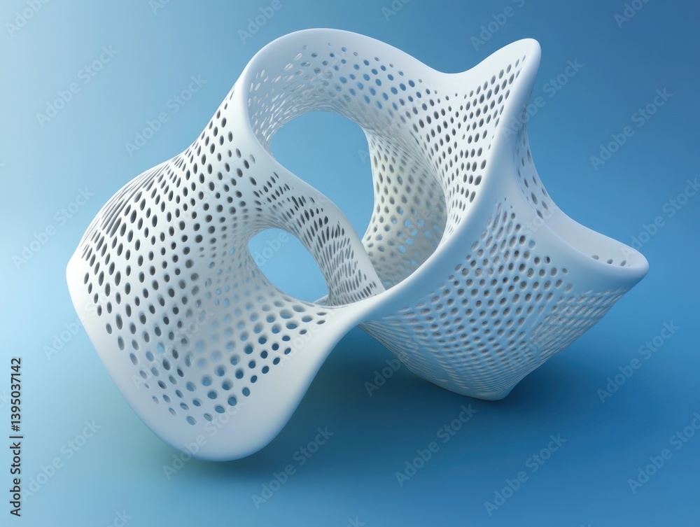 Fototapeta premium parametrical generative organic polyformic structural complex shape on blue
