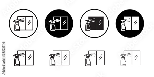 Windows cleaning icon outline collection or set in black and white