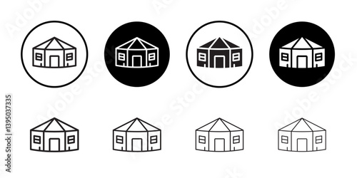Yurt Icon outline collection or set in black and white