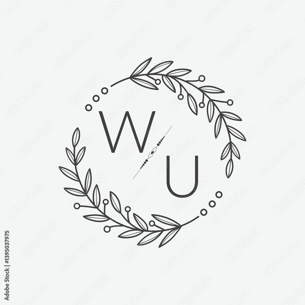 Fototapeta premium initial monogram wedding with creative circle line