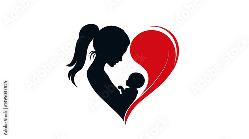 silhouette of a girl and baby 