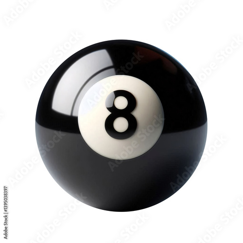 Close-up of a shiny black and white eight ball